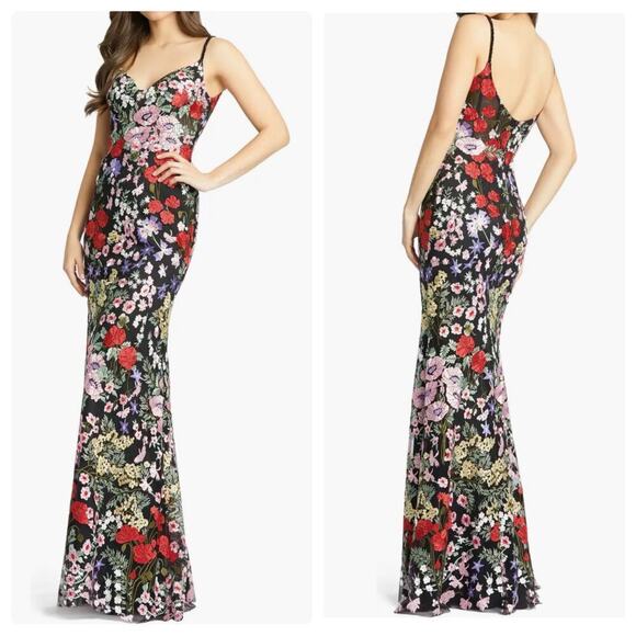 Mac Duggal Floral Embroidered Lace Sweetheart Neck Formal Gown Size 8 NWT - Picture 1 of 12